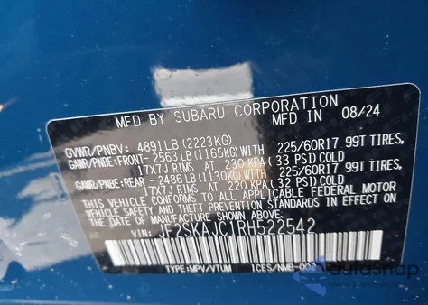2024 Subaru Forester Wilderness from USA, damaged, VIN JF2SKAJC1RH522542